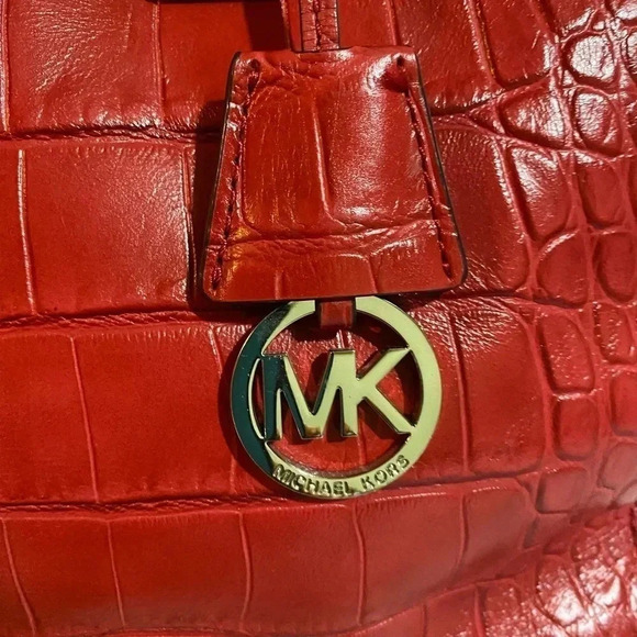 Michael kors red  leather satchel handbag - Picture 11 of 14